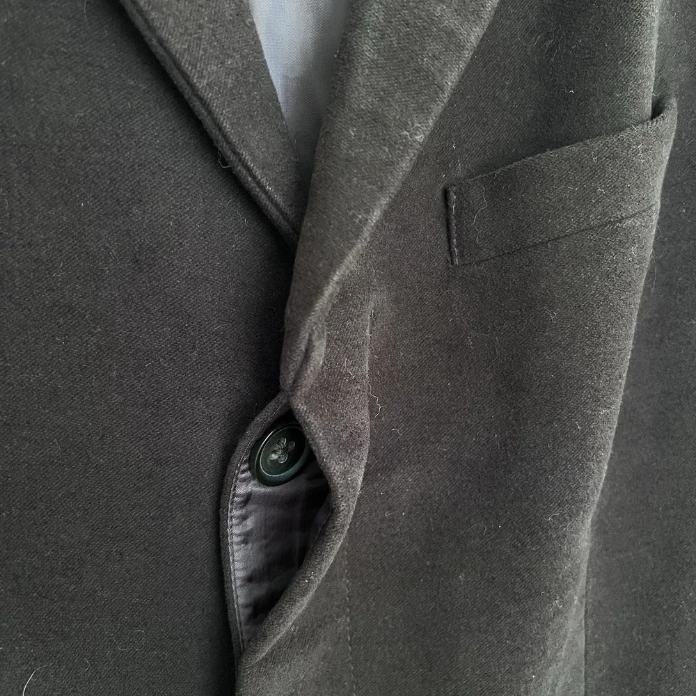 Banana Republic Mens L 100% Cotton Overcoat Brown Tailored Topcoat Hidden Button